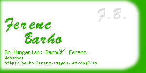 ferenc barho business card